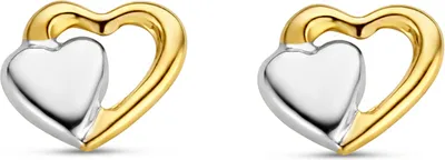 Produktbild von New Bling 9NBG-0410 Gold-Ohrstecker - Frauen - Herzen - zweifarbig - 5,5 x 6,8 mm - 14 Karat - Gold