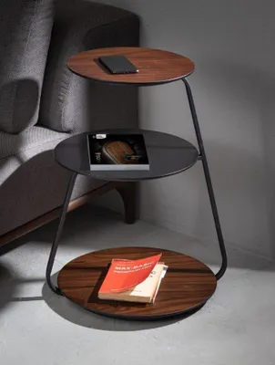 Image de Table d'appoint à trois niveaux Salon Tables de rangement Table en bois moderne
