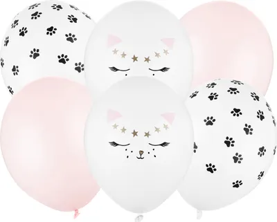 Immagine prodotto di Palloncini gattino 30cm bianco rosa nero set da 6