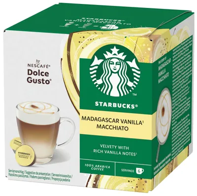 Produktbild von Nescafé Dolce Gusto Starbucks Vanilla Latte Macchiato, Milchkaffee, Kaffeekapsel, Röstkaffee, 6 Portionen
