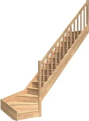 Produktbild von Pertura Wangentreppe Elenie Buche Leimholz Lackiert Mit Setzstufen Seitenwange buche 1/4-gewendelt unten rechts 83,5 cm