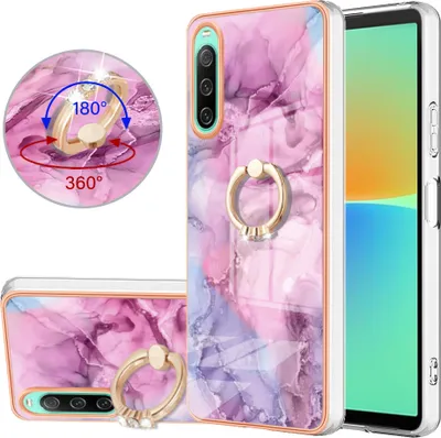Image de Etui pour Sony Xperia 10 IV, étui de protection en silicone avec anneau de support Rose