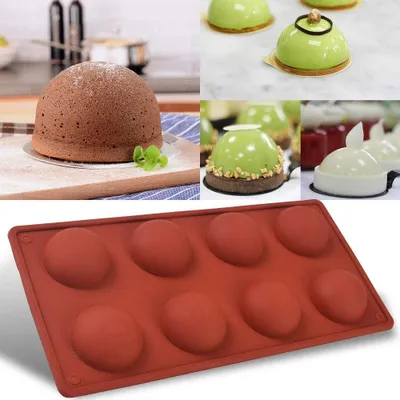 Produktbild von 8 Löcher Halbkugel 8 hohle Halbrund Silikonform zum Herstellen von Schokoladenkugeln, Kuchen, Gelee, Pudding, Kuppelmousse