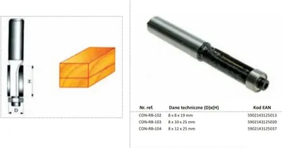 Produktbild von Condor frez do drewna prosty fi=10 x 25mm trzpień 8mm z łożyskiem
