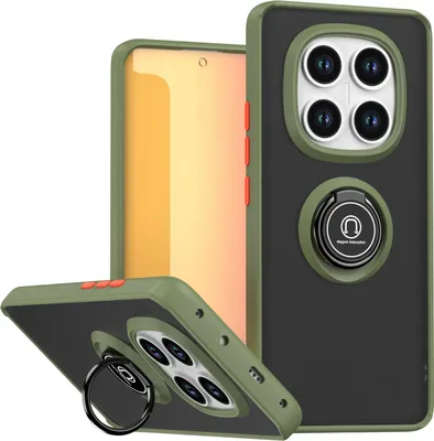 Produktbild von Hülle für Xiaomi Redmi Note 14 Pro+ 5G Matte Transluzent TPU Stoßfest Schutzhülle mit Ring Halter Ständer Grün