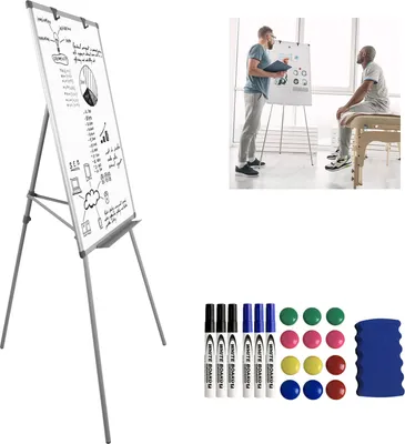 Produktbild von Sessamen-LP Whiteboard mit Ständer Flipchart Staffelei White Board Magnetisch Doppelseitiger Höhenverstellbares mit Dreibein Ständer (Type B)