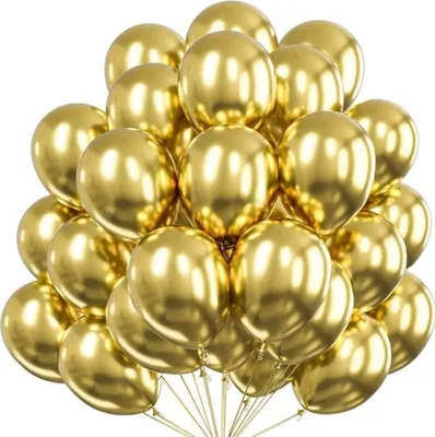 Zdjęcie produktu dla Balony Złote Metalik Chrom Duże 12 Cali Złoto Komunia Wesele Ślub 50 Szt