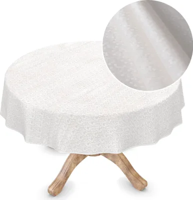 Produktbild von Tischdecke Wachstuch Premium Gepunktet Weiß Robust Wasserabweisend Rund 150 cm