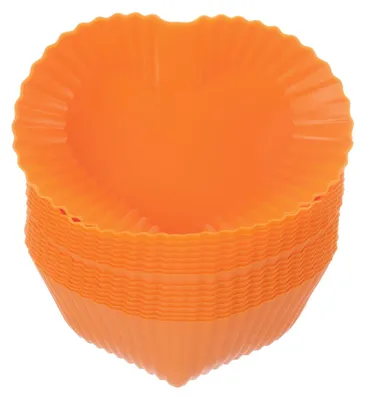 18 Silikon-Cupcake-Formen Herz, 7 cm, antihaftbeschichtet, orange