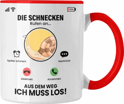 Produktbild von Trendation - Die Schnecken Rufen An Tasse Geschenk für Schnecken Züchter Besitzer Geschenkidee Lustig Spruch (Rot)