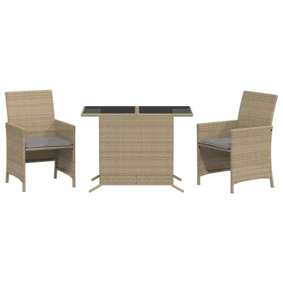 Produktbild von vidaXL 3-tlg. Bistro-Set mit Kissen Beigemischung Poly Rattan