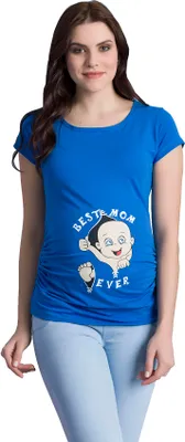Produktbild von Umstandsshirt Kurzarm Best Mom Ever – Umstandsmode Damen Schwangerschaft, 95 % Baumwolle, Dunkelblau, Gr. XL