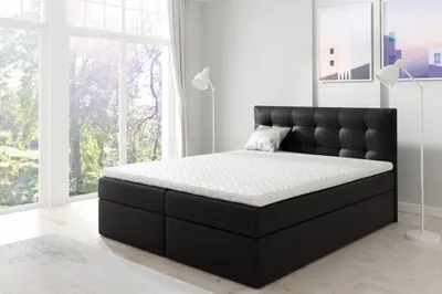 Obrázek produktu pro Boxspringová jednolůžková postel 120x200 TOMASA 1 - černá + topper