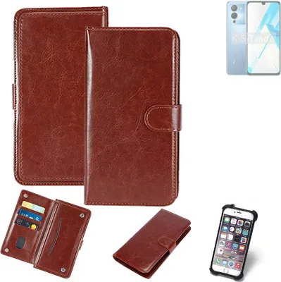 Produktbild von K-S-Trade 360° Hülle kompatibel mit Infinix Note 12 braun Kunstleder Case BookCase WalletCase Kunstlederederhülle Handyhülle, Rundumschutz Bumper