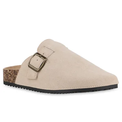 Produktbild von VAN HILL Damen Pantoffeln Hausschuhe Bequeme Schnallen Schuhe 841024, Farbe: Beige, Größe: 37