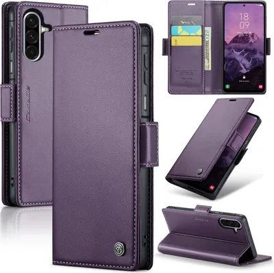 Image de Housse en cuir pour Samsung Galaxy A17 5G/4G Portefeuille Porte-carte Housse de protection avec fonction stand Violet