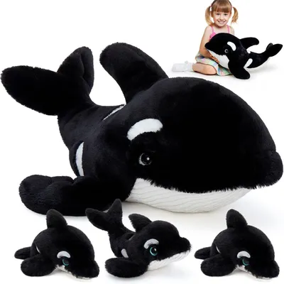 Productafbeelding van Orca knuffel - 60 cm groot - Zacht pluche oceaandier voor kinderen