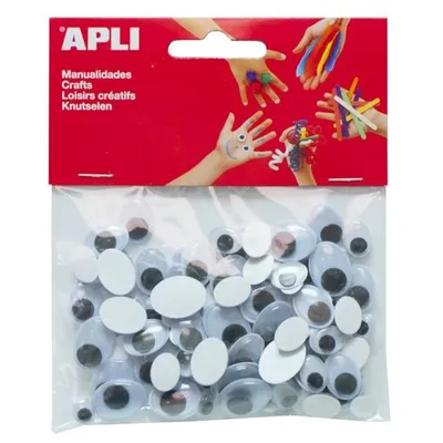 Produktbild von Apli - selbstklebende Bastelaugen, oval, Blister mit 100 Stück