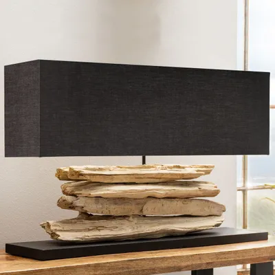 Produktbild von cagü: Unikat XL Tischlampe TIMOR Schwarz aus Treibholz handgefertigt 80cm Breite x 55cm Höhe