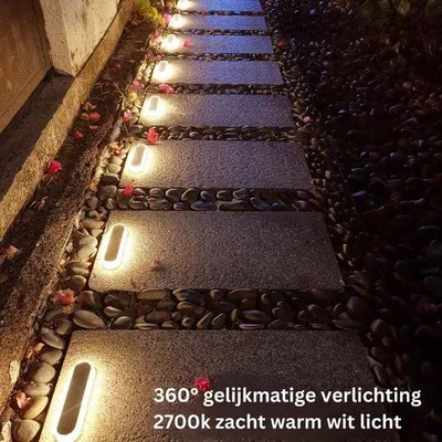 Produktbild von Solar Buitenlampe, 4er Set, IP68 Wasserdicht, Gartenbeleuchtung, Warmweiß 2700K, Selbstschaltend, Sonnenlicht, Wegbeleuchtung