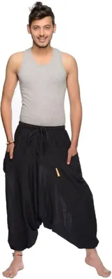 Produktbild von Haremshose "Singharaja" Freizeit Pumphose Aladinhose Pluderhose Yoga Goa Sarouel Herren, schwarz