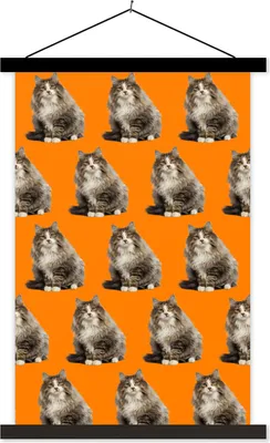 Produktbild von MuchoWow® Textilposter Tiere - Orange - Muster 40x60 cm mit schwarzem Rahmen - Wanddekorationen