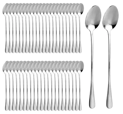 Produktbild von Set von 48 langen Dessertlöffeln - 19,5 cm aus hochwertigem Edelstahl - ideal für Kaffee, Eis und Desserts - Modellnummer: Spoons-48-Stainless-20250919fa-A