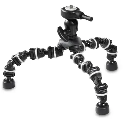 Produktbild von Walimex Multiflex-Stativ 16,5 cm flexibel biegbar Mini Stativ mit Schnellwechselplatte 1/4 Zoll, belastbar bis 750 g, Tischstativ für Kompaktkamera und Actioncam