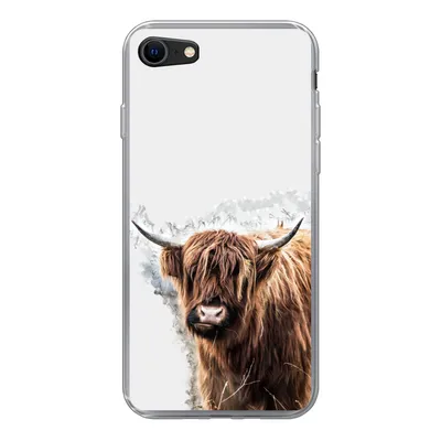 Produktbild von MuchoWow® Handyhülle Schutzhülle Hülle für iPhone 8 Schottischer Highlander - Farbe - Grau Silikon Softcase Handy Hülle - Schutzhaube