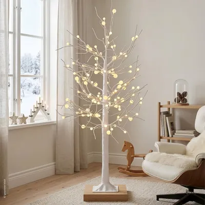 Produktbild von LED-Baum mit Bällen, 120 LEDs für außen, 5m transparente Zuleitung mit Stecker