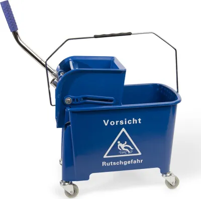 Produktbild von CleanSV® Putzeimer blau ca. 20 Liter Reinigungswagen mit 4 Rädern und Presse Bodenwischer