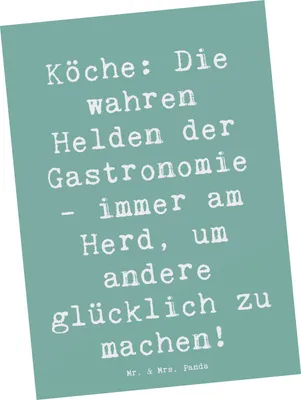 Produktbild von Mr. & Mrs. Panda Ansichtskarte Spruch Koch Helden - Meeresbrise - Geschenk, Freude, Postkarten, Grußkarte, bildkarte, Genuss, Beruf, Postkarte, Kunstkarten, Kulinarik