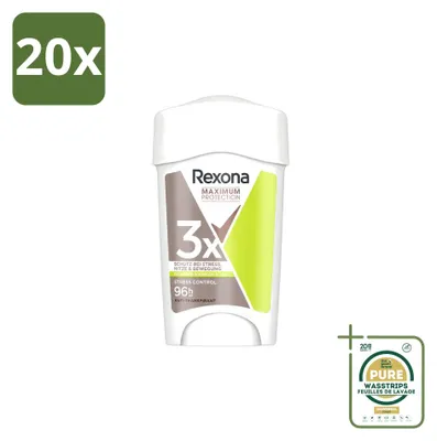 Productafbeelding van 20 x Rexona Women Maximum Protection Stress Control anti-transpirant stick - 45 ml - Voorraadverpakking - 20 stuks