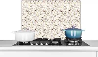 Obrázok produktu pre KitchenYeah® Kuchynský splashback - Kuchynský splashback - Ochrana steny sporáka a drezu - Terazzo - Textúra - Vzor 60x40 - Alu-Dibond (alternatíva skleneného splashbacku) - Tepelne odolný - Splashback na sporák - Kuchynský splashback