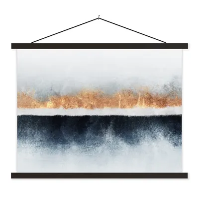 Produktbild von MuchoWow® Textilposter Gold - Abstrakt - Design 60x45 cm mit schwarzem Rahmen - Poster Schlafzimmer