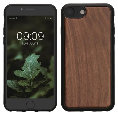 Produktbild von kwmobile Handyhülle für Apple iPhone SE (2022) / SE (2020) / 8 / 7 Hülle Holz - Case mit TPU Bumper - Stoßfestes Hardcase - Schutzhülle Cover in