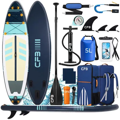 Produktbild von Stand Up Paddle Board 320x84x15 cm, Bis zu 160 kg, extra breites iSUP, Aufblasbares SUP-Board mit Paddel, Pumpe, Rucksack, für Anfänger und Erwachsene