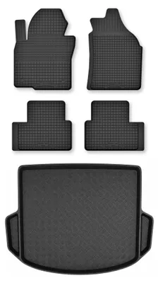 Zdjęcie produktu dla Dywaniki gumowe + mata bagażnika do Hyundai Santa Fe III 2012- (standardowy bagażnik) – czarne, dobierane – Wielganizator Semi-Universal