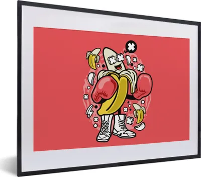 Produktbild von MuchoWow® MuchoWow® Gerahmtes Poster Boxen - Banane - Jahrgang 40x30 cm - Poster mit zchwarzem Bilderrahmen - Bilderrahmen - Poster im Rahmen