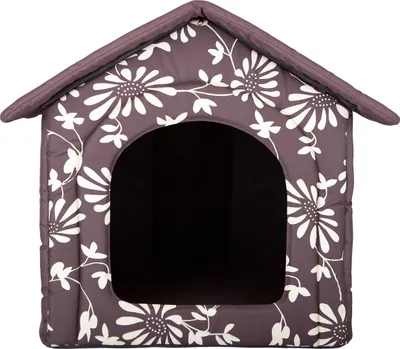 Produktbild von Doggy Hundehütte Hundehöhle Hundebett Hundehaus Katzenhöhle mittle L - 52x46 cm braun geblümt