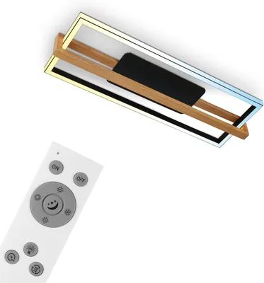 Immagine prodotto di Lampada da soffitto a LED CCT, nera, con legno, LED/50W