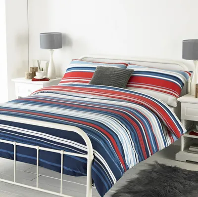 Image de Riva Home Lymington Parure de lit RV1110 (Kingsize) (Bleu/Rouge)