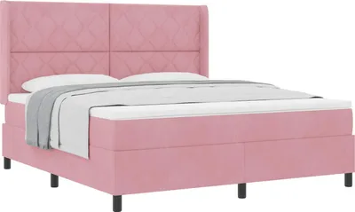 Image de Lit à ressorts avec tête de lit Rose 180 x 200 cm Velours