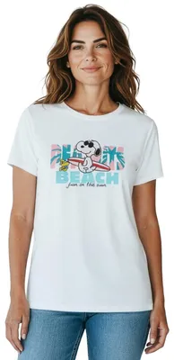 Produktbild von The Peanuts Snoopy T-Shirt für Damen - Beach Fun in the Sun Oberteil Frauen Shirt Top Weiß 58/60