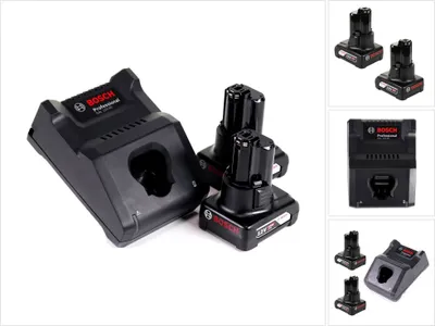 Produktbild von Bosch GAL 12V-40 Professional Schnell Ladegerät für 12V Akkus ( 1600A019R3 ) + 2x 6,0 Ah Akku ( 1600A00X7H )