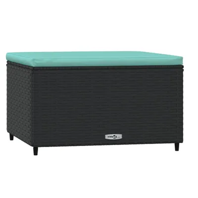 Produktbild von Gartenhocker mit Kissen Schwarz Poly Rattan