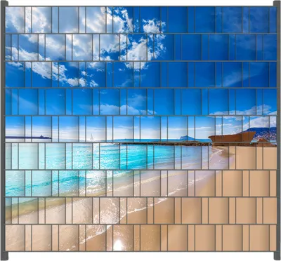 Produktbild von Wallario Zaunsichtschutz mit Motiv Traumstrand unter blauem Himmel für Ein- und Doppelstabmatten Zäune in der Größe 200 x 180 cm