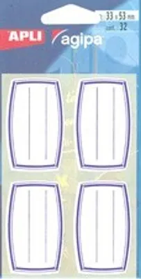Produktbild von APLI Buchetiketten weiß/blau 33 x 53 mm liniert 32 Etiketten