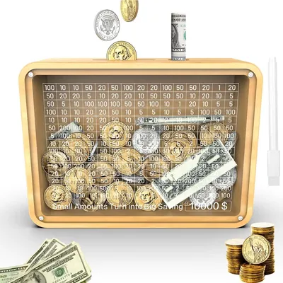 Produktbild von Spardose aus Holz mit Stiften, wiederverwendbare Spardose mit Zähler (10.000 €), Retro-Spardose/Aufbewahrungsbox für Kinder und Erwachsene