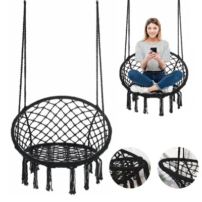 Obrázek produktu pro Závěsné křeslo – do 200 kg – závěsné křeslo – pro vnitřní i venkovní použití – závěsný koš, houpačka do zahrady, na terasu, balkon – Boho